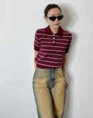 Burgundy Stripe Polo #250301